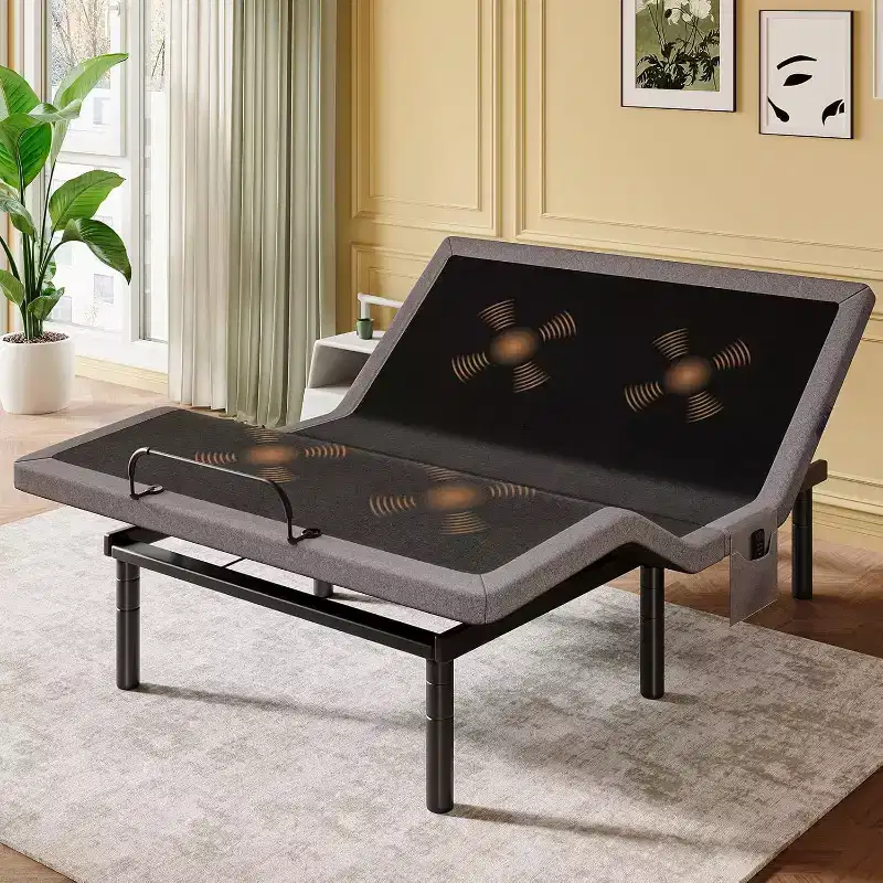 Queen Size Adjustable Bed Frame with Massage, Zero Clearance and Zero Gravity Mode, Electric Bed with Head and Foot Incline, Wireless Remote
