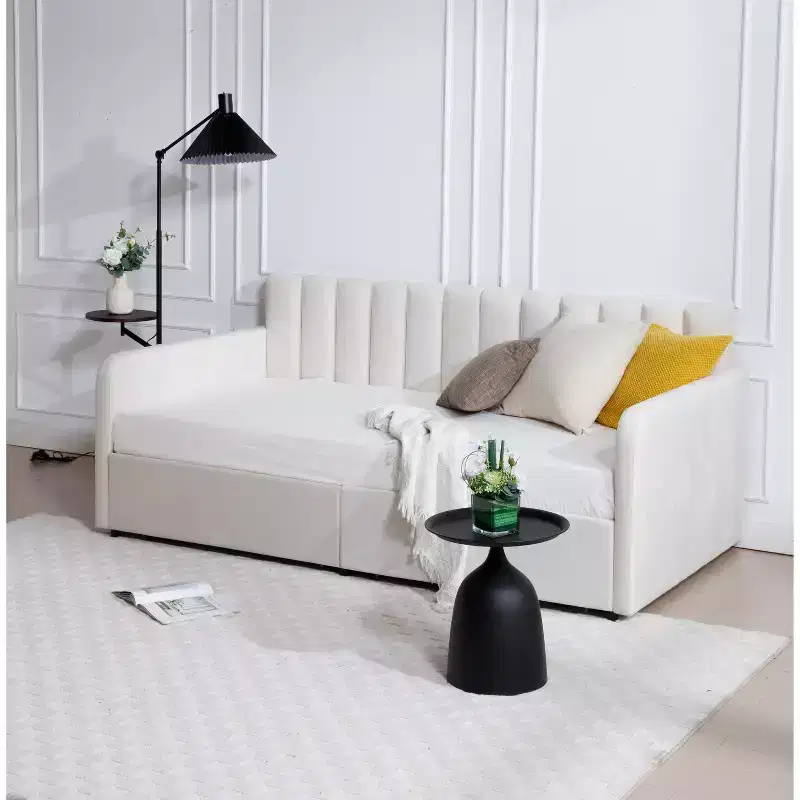 GDFStudio Gunter Velvet Upholstered Twin Daybed with 2 Drawers