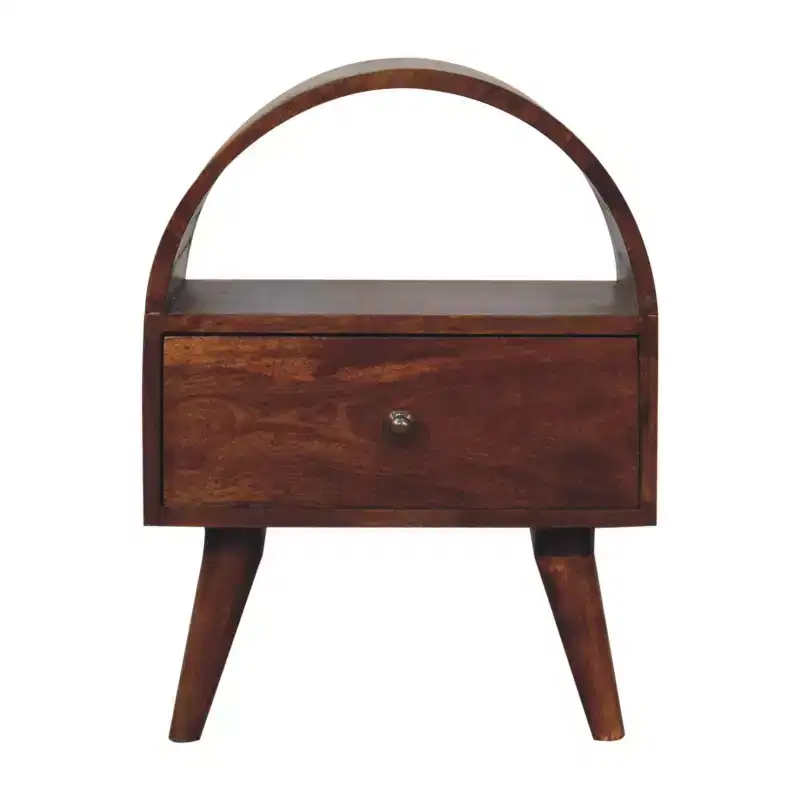 24-Inch Solid Wood Oval Top One Drawer Nightstand