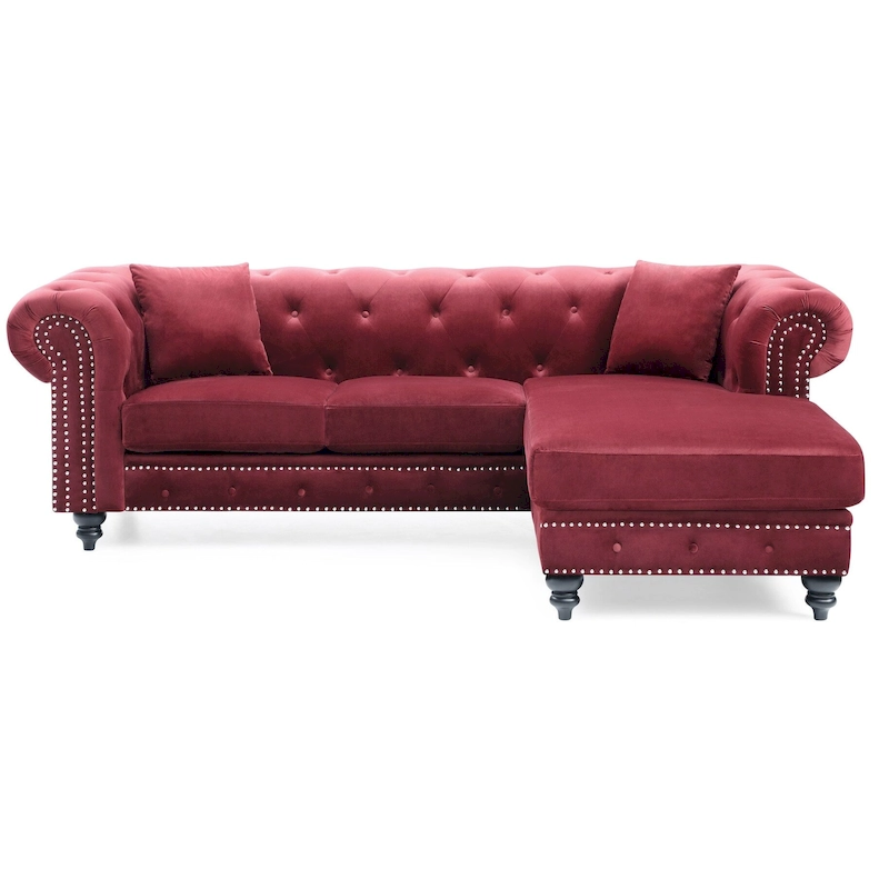 Nola 98 in. 3-Seater Velvet Sofa with 2-Throw Pillow - 98L x 37W x 31H