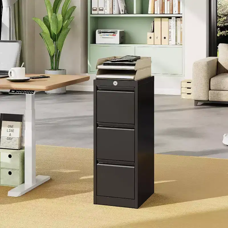 103 Rolling Storage Cabinet with Lock, Workbench & Adjustable Shelf, Mobile Tool Chest for Garage, Shop, Office, Black