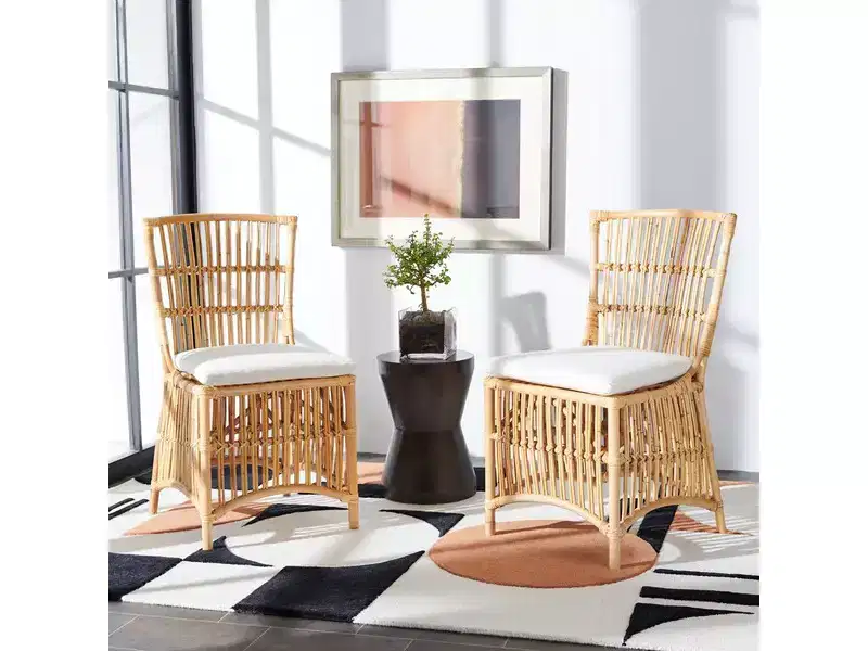 Erika Rattan Accent Chair W/ Cushion - ACH6511 - Set of 2 - Safavieh