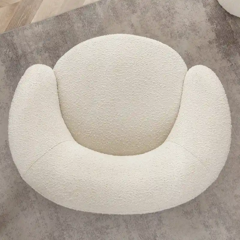 KINWELL 34 W Upholstered Boucle Swivel Barrel Accent Chair
