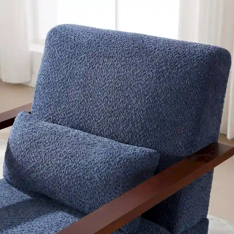 Mid-Century Boucle Upholstered Swivel Armchair With Pillow