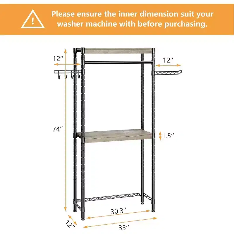 74 Over Washer Dryer Storage Shelf, Heavy Duty Adjustable Laundry Rack, Space Saving Clothes Drying Organizer for Laundry Room