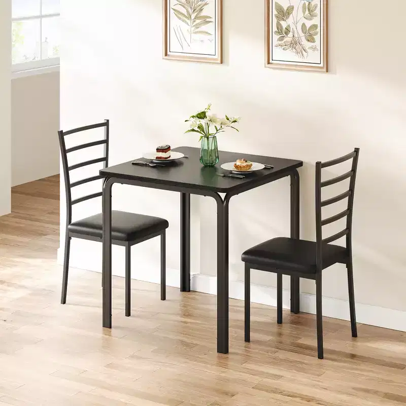 COZONY 3-Piece Dining Table Set for 2 with Upholstered Chairs, Square Kitchen Table and Chair Set for Small Spaces and Breakfast Nook