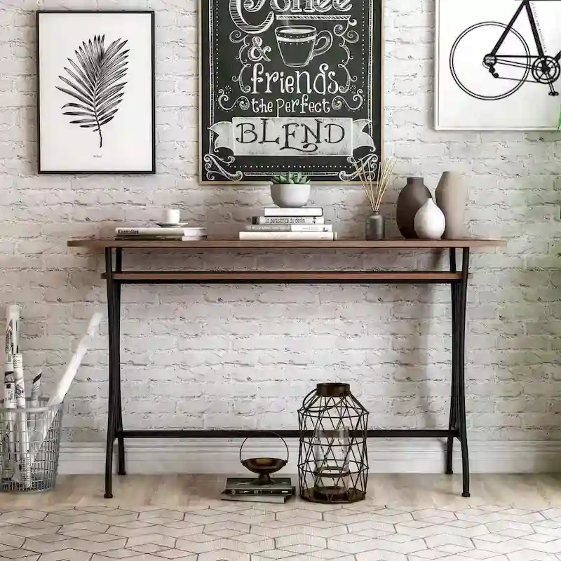 DH BASIC Industrial 60-inch Metal 1-Shelf Counter Height Table by Denhour
