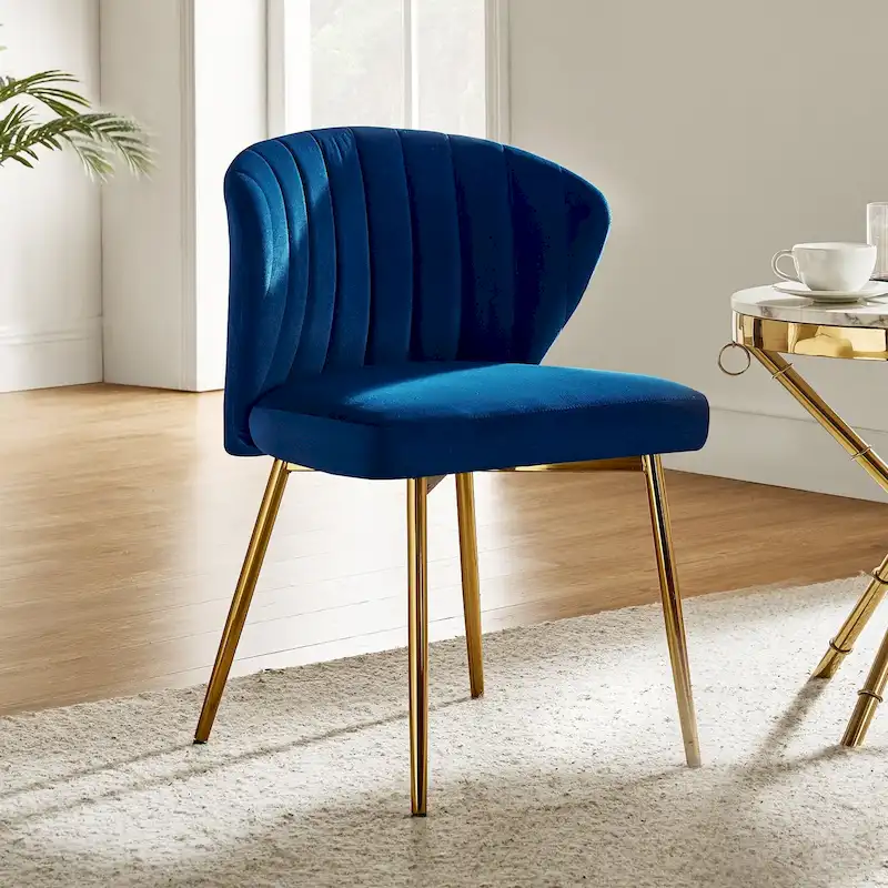Luna Modern Glam Upholstered Tufted Back Side Accent Dining Chair with Small Base by HULALA HOME