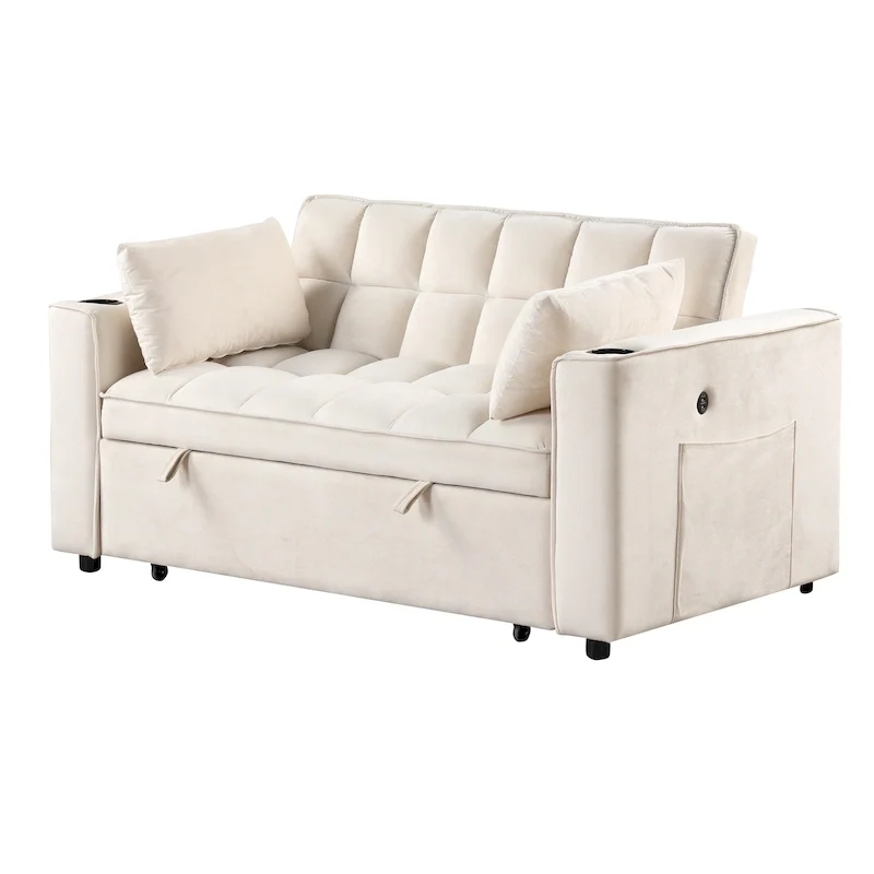 Roomfitters 58 4-1 Multi-functional Sofa Bed with Cup Holder and USB Port for Living Room or Apartments