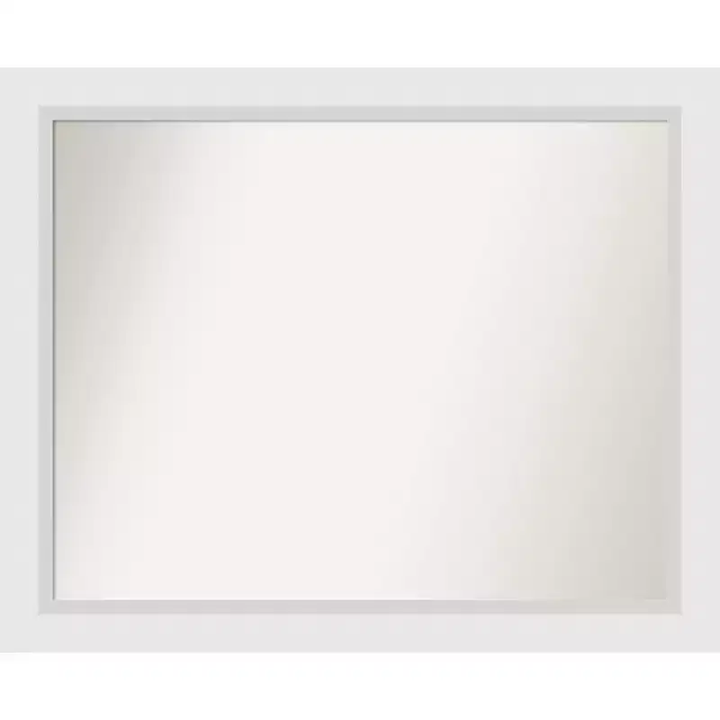 Amanti Art Blanco White Non-Beveled Wood Bathroom Wall Mirror