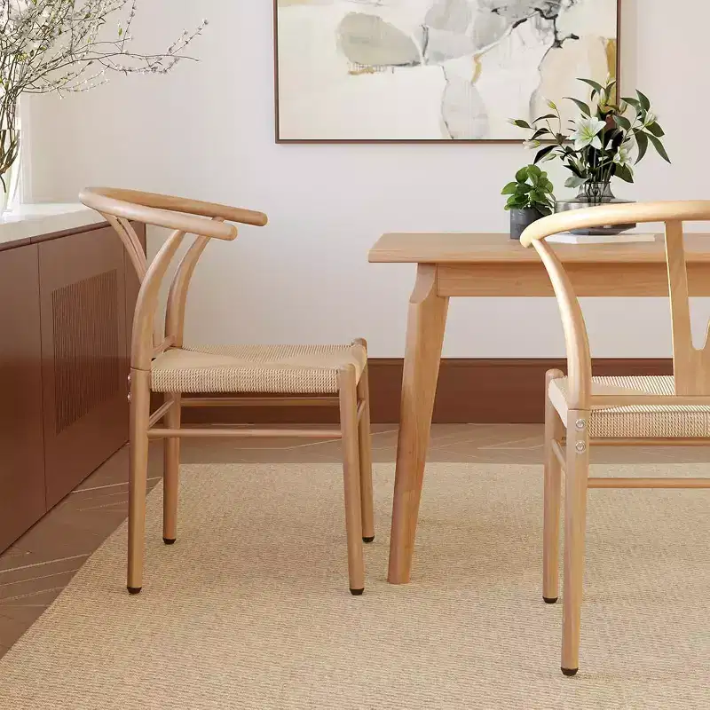 Pexfix Nature Metal Rattan Dining Room Chair Set of 2