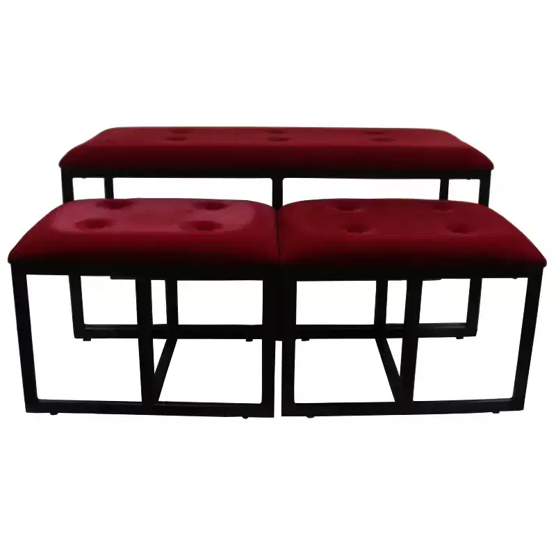 Tufted Metal Bench with 2 Seating Red - Ore International