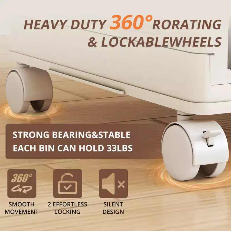 AEELLEEA Stackable Foldable Lidded Storage Bins with Doors & Wheels - Foldable Storage Cabinet for Home, Dorm & Office