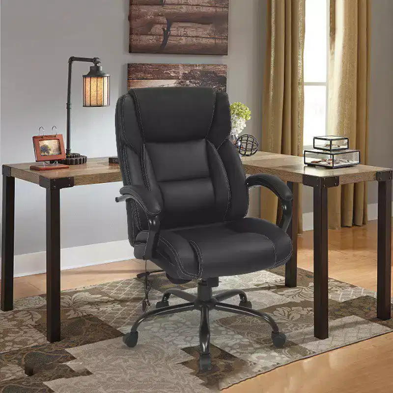 FDW 500lb Weight Capacity Massage Office Chair with Lumbar Support Adjustable Armrests Swivel Function PU Leather