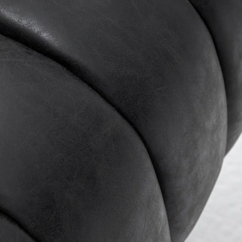 SEYNAR Mid-Century Swivel PU Leather Tufted Round Accent Barrel Chair set of 2