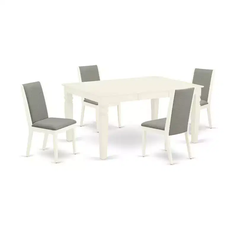 HomeStock 5-Piece Rectangle Buttermilk & Cherry Finish Solid Wood Top Dining table with 4 Chairs with Butterfly Leaf
