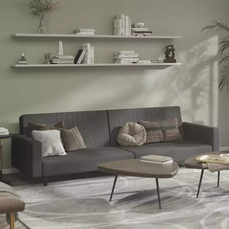 Dark Gray Velvet 2-Seat Convertible Sofa Bed