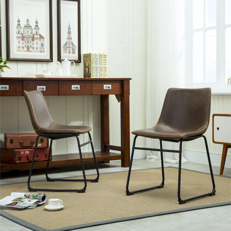 Carbon Loft Inyo Faux Leather Armless Dining Chairs (Set of 2)