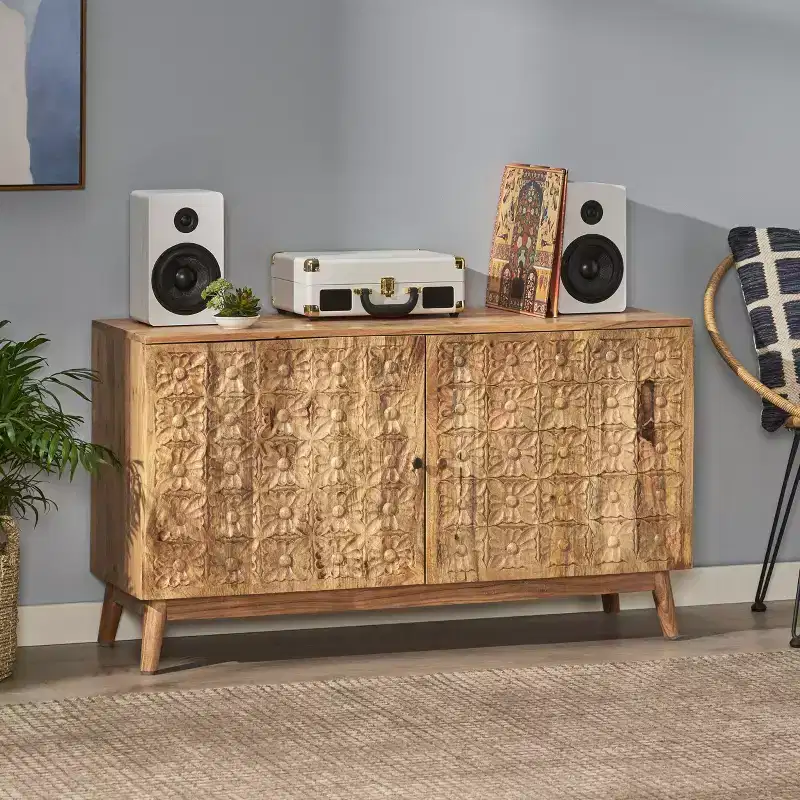 Acacia Mango Wood 2-Door Storage Sideboard 47