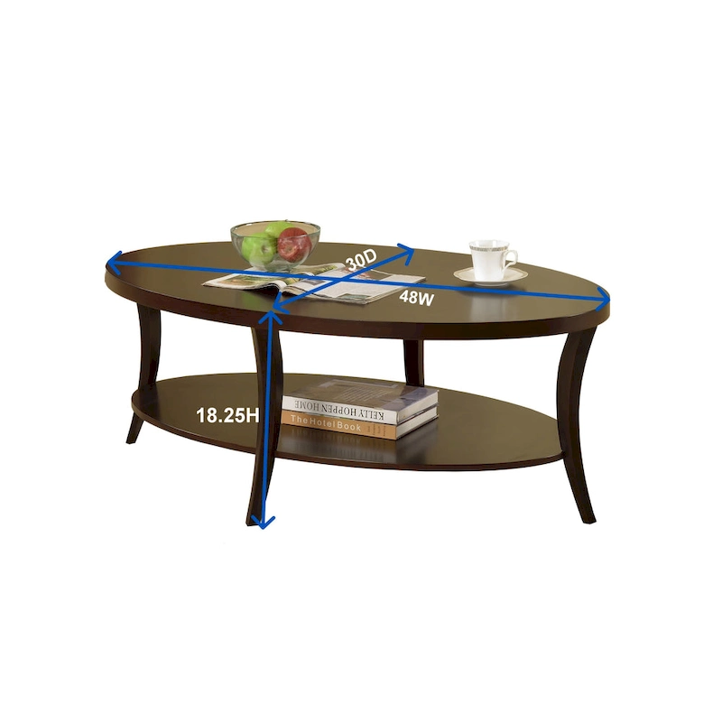 Oval Coffee Table with Shelf