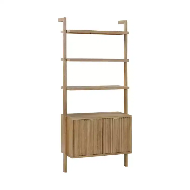 71.9" Nathan James Set of 4 Jasper Wood Fluted Bookshelf Brown