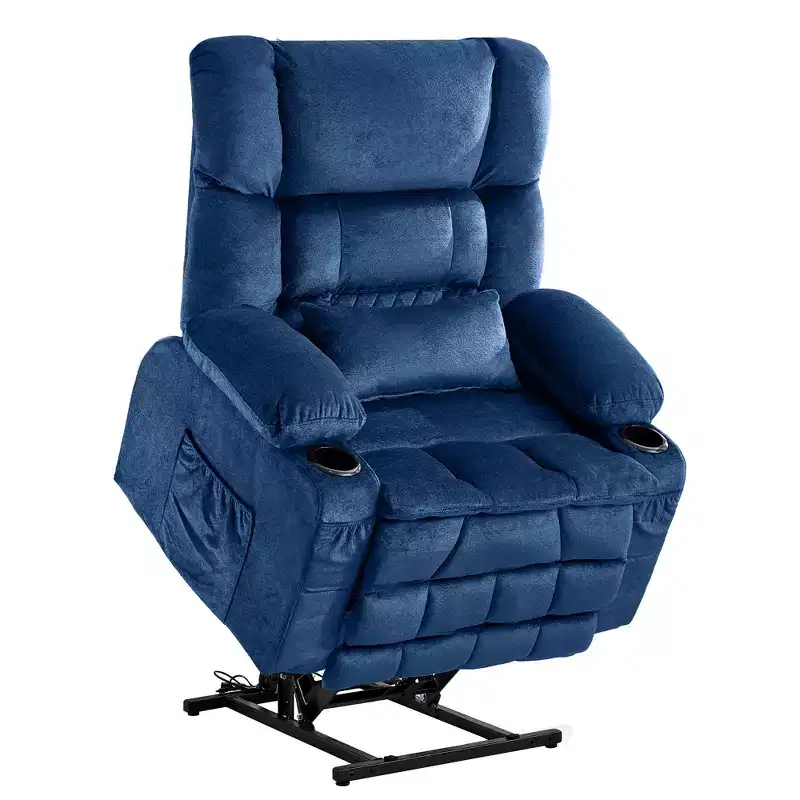 Dual Motor Large Power Lift Recliner Chair, Lay Flat Lift Chair with knead the waist and heat, Big Lift Recliner for Tall People, Cup Holders