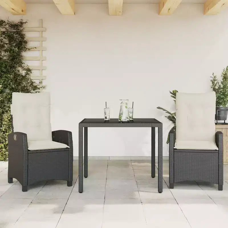 vidaXL Modern Outdoor Dining Set with Cushions - Poly Rattan