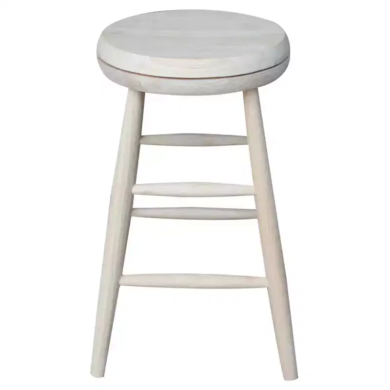 International Concepts Jonathan Swivel Scooped Seat 24" Counter Height Barstool - Unfinished: Rubberwood Frame, No Assembly Required