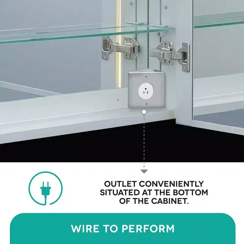 Fine Fixtures Smart Bathroom Medicine Cabinet, Aluminum, Recessed/Surface Mount
