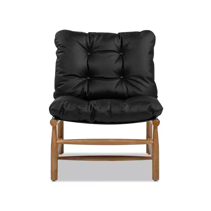 Jennifer Taylor Home Oxford 26.5 Leather Mid-Century Modern Accent Chair, Noir Black Leather
