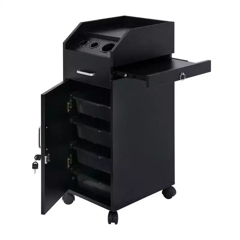 Karl Home Salon Trolley Storage Cart Beauty Hair Dryer Holder Black