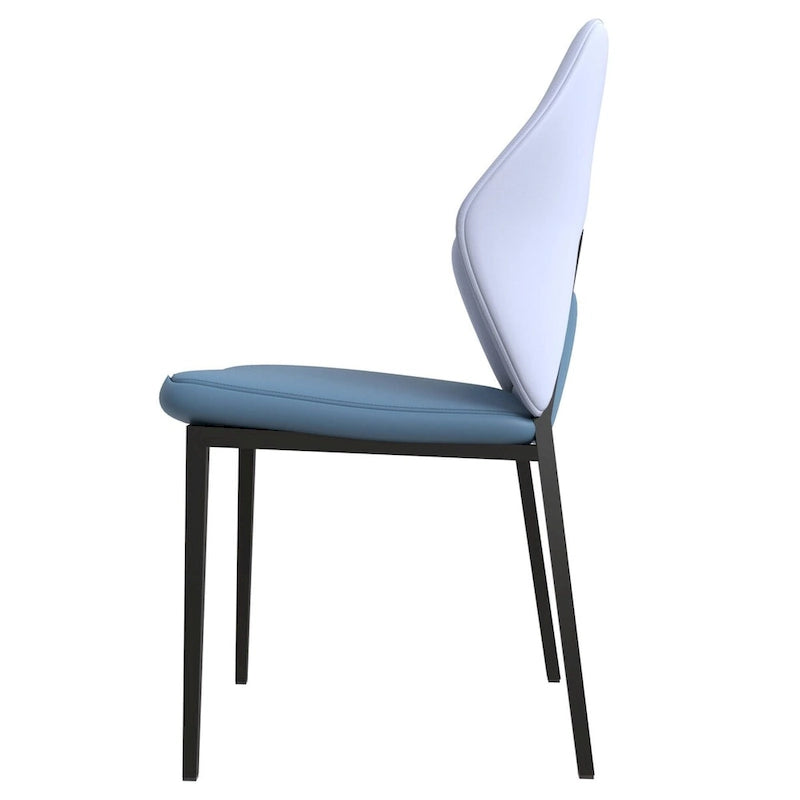Leather Dining Chair in Black Iron Modern Upholstered Accent Kitchen Side Chair