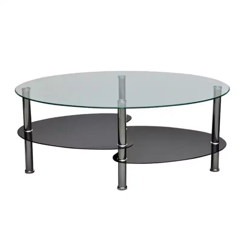 vidaXL Metal Frame Glass Tabletop Coffee Side Table Living Room White/Black