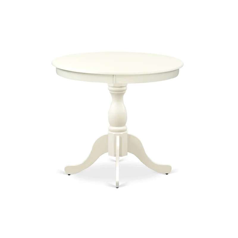 Round Wood Dining Table with Pedestal Base, 36x36 Inch (Multiple Finish Options)