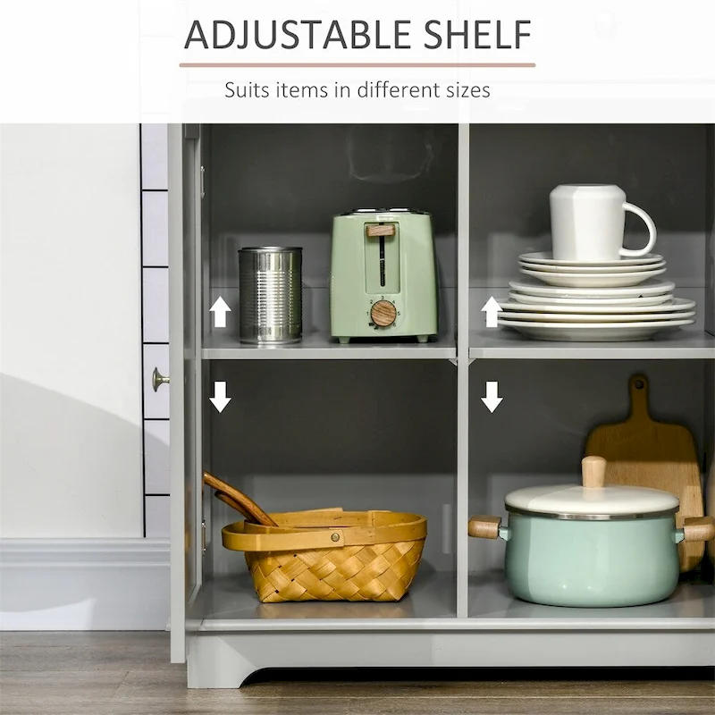 Buffet Cabinet with Drawers and Adjustable Shelves - N/A