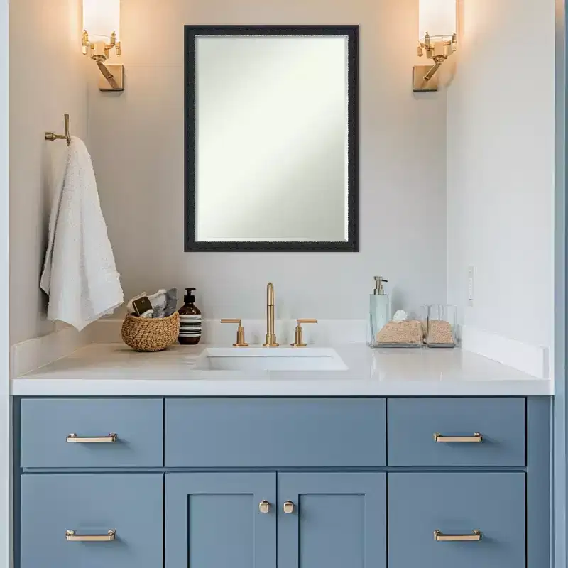 Half-Inch Bevel Wood Framed Bathroom Vanity Wall Mirror