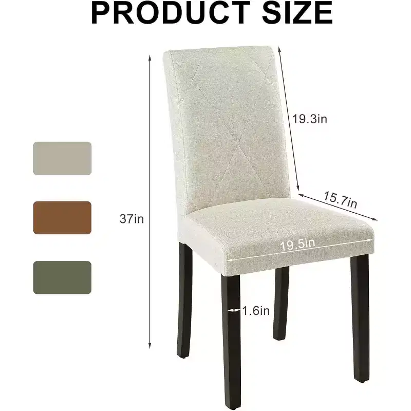 VECELO Set of 2/4/6 Upholstered Dining Chairs High Back Parsons Chairs Wooden Kitchen Chairs Brown/Beige/Green