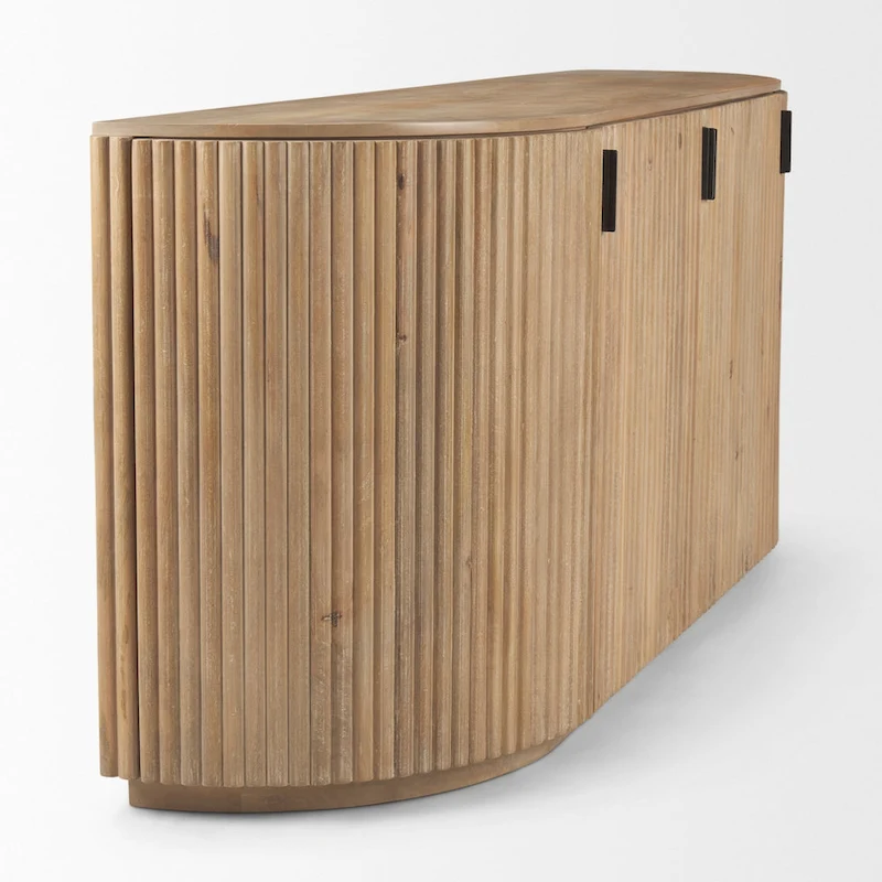 Terra Dark Brown Solid Wood Fluted Sideboard - 72.0L x 18.5W x 32.0H