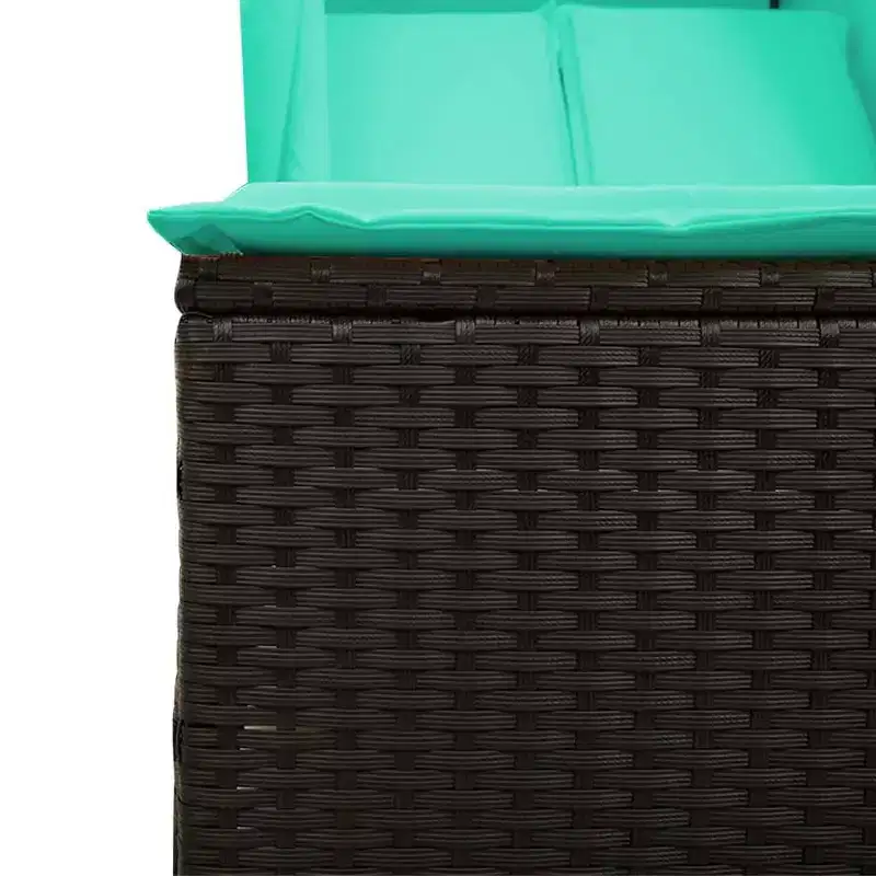 vidaXL Double Sun Lounger with Roof and Curtains Poly Rattan