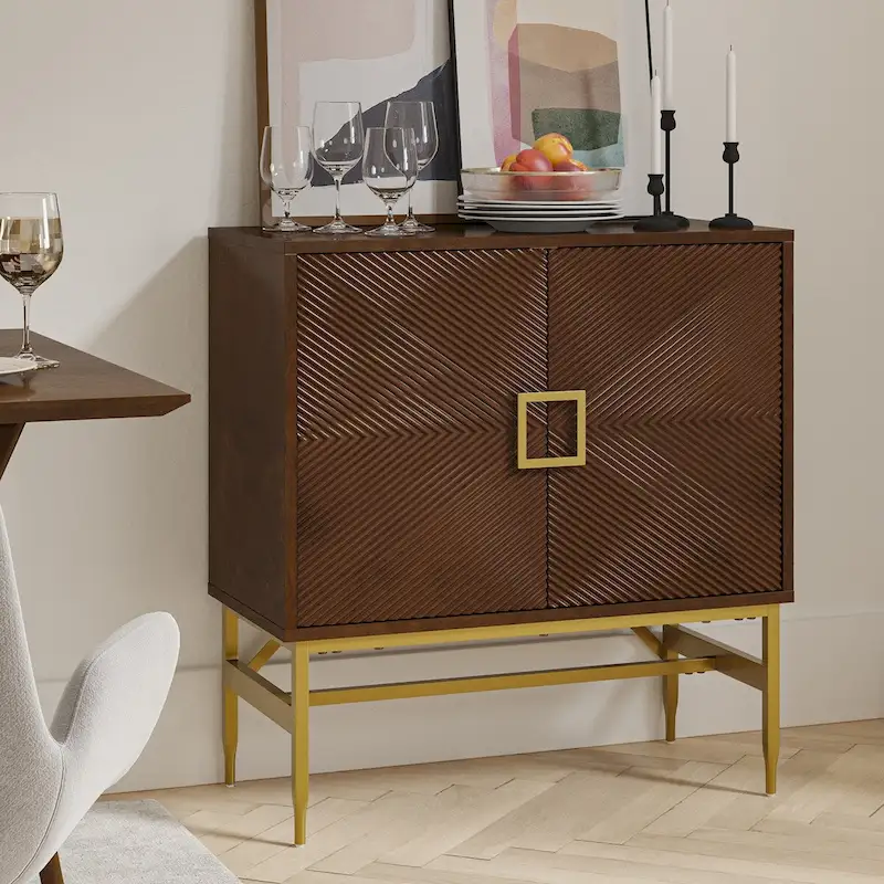 34-Inch Tall 2-Door Modern Accent Cabinet with Adjustable Shelves | Storage Cabinet