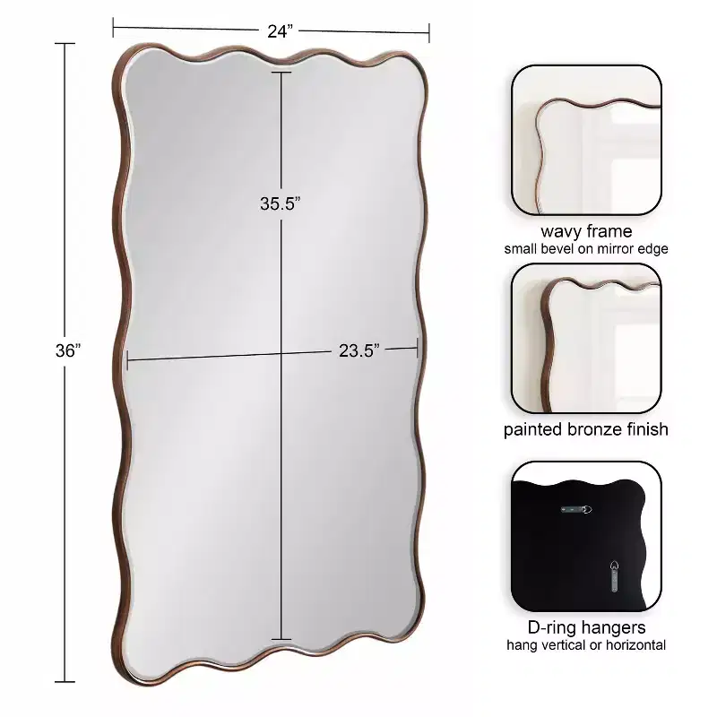 Kate & Laurel All Things Decor 24"X36" Viona Rectangle Scalloped Mirror Bronze