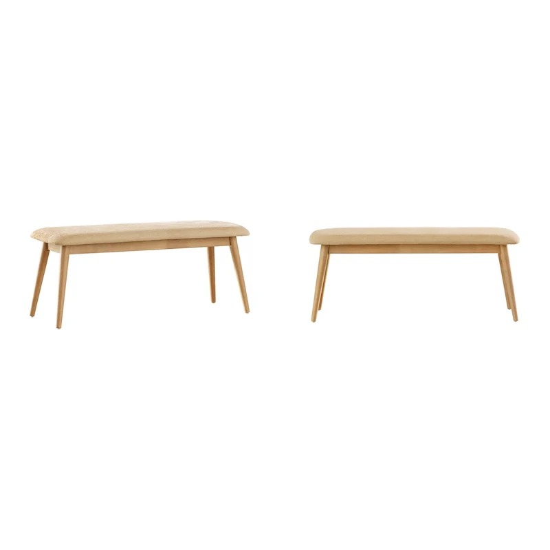 Mid-Century Modern Tapered Upholstered Dining Bench