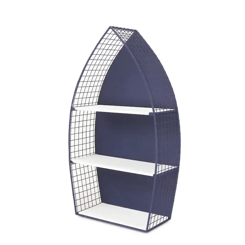 30.25 Blue Rowboat 3-Tier Wall Shelf