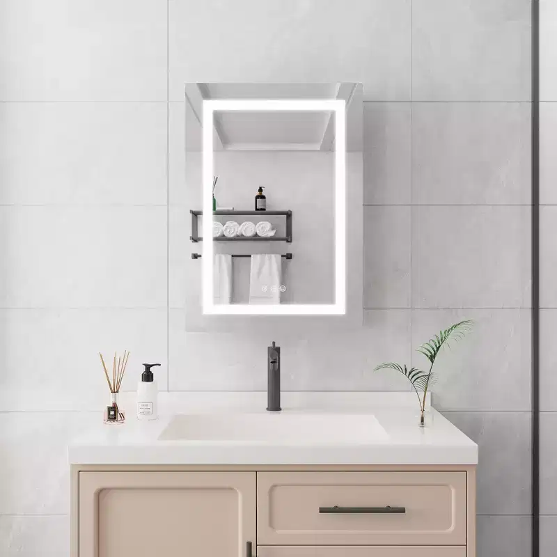 28x20 inch Bathroom Medicine Cabinet with Mirror Wall Mounted LED Bathroom Mirror Cabinet with Lights