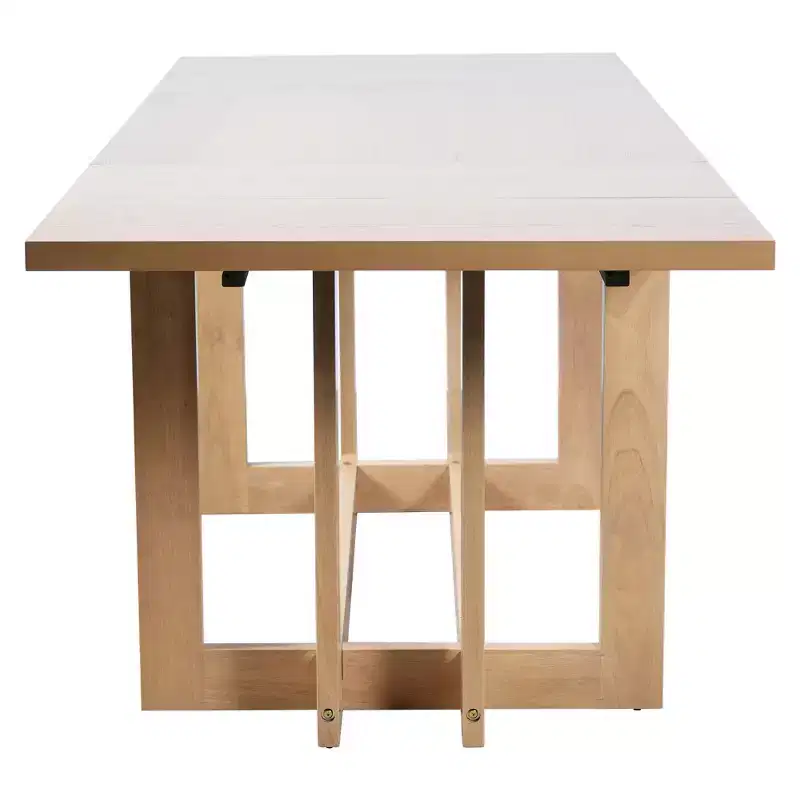 GDFStudio Ebony 82 Extendable Rubberwood Dining Table with Two 12'' Removable Leaves and Trestle Legs