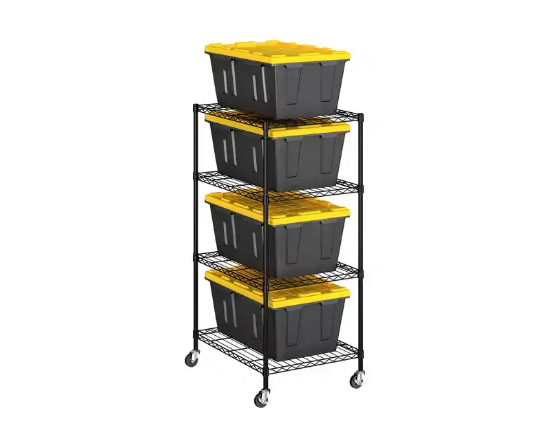 4-Tier Steel Storage Tote Bin Shelving Rack