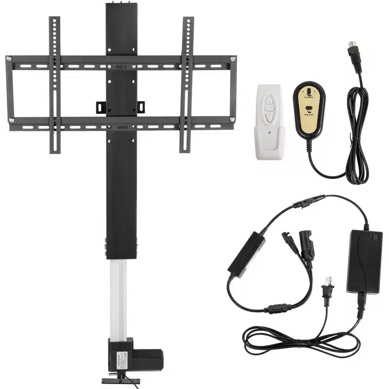 VEVOR Automated TV Elevator for Up to 50 Screens,28 Stroke with Adjustable Height from 38 to 65, Remote Controlled,Supports up to 132 lbs, Black