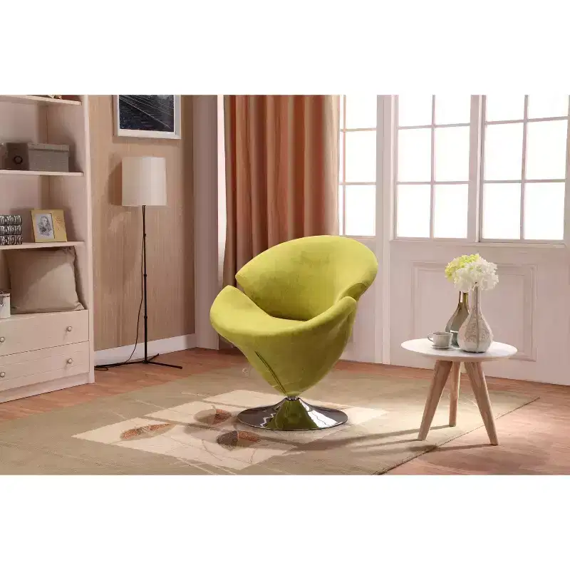 Manhattan Comfort Set of 4 Tulip Swivel Accent Chair Orange/Yellow: Velvet Upholstery, No Assembly Required