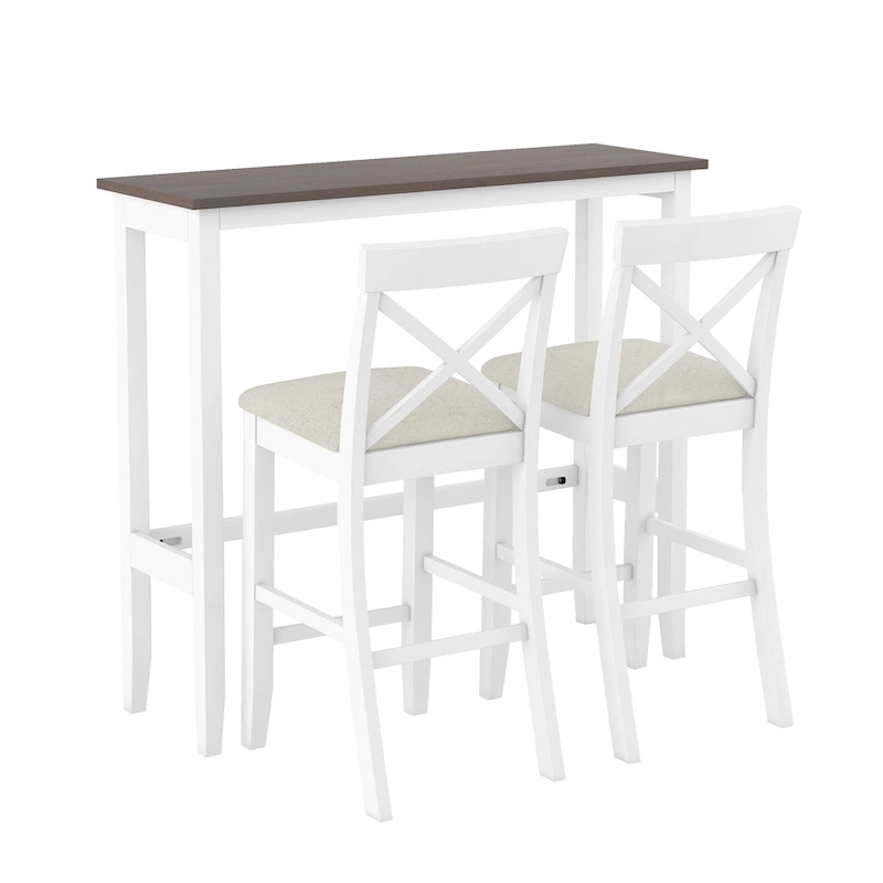 3PCS Rectangular Wood Bar Dining Set