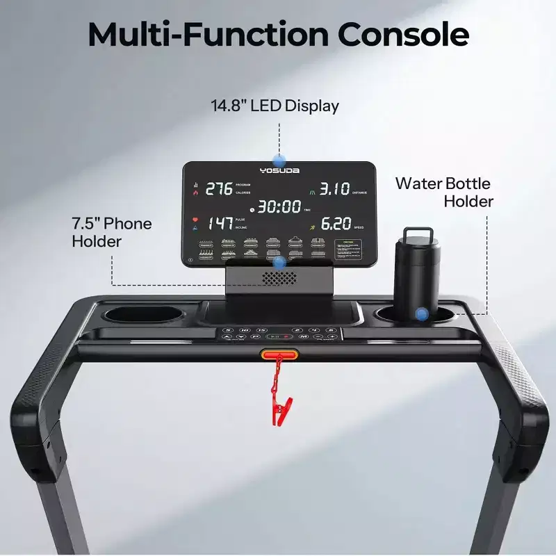 YOSUDA TM2 Foldable Treadmill With Quite Brushless Motor, Indoor exercise for Women/Men